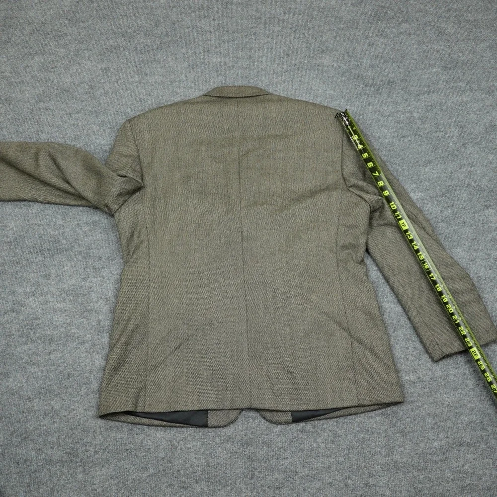 Haggar Blazer Mens 42S Tan Brown Herringbone 100% Lambswool 3-Button Jacket